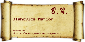 Blahovics Marion névjegykártya